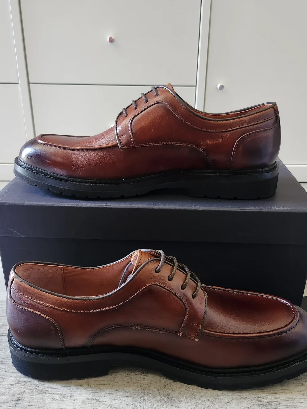 Vintage Foundry Co. Lior Men's Derby Oxford Shoes Brown Leather Size 11 D Box